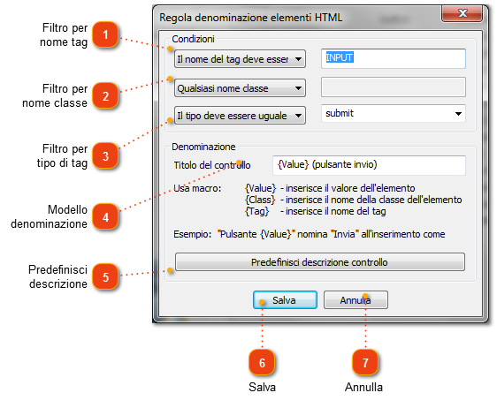 Modifica delle regole di denominazione per gli elementi HTML