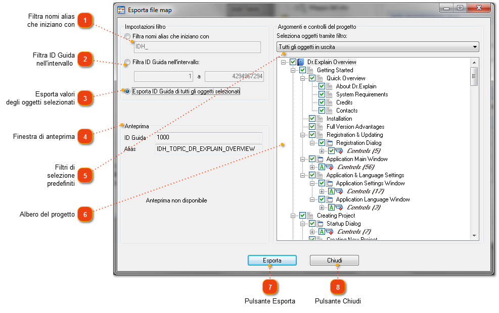 Strumento di esportazione dei dati in file map