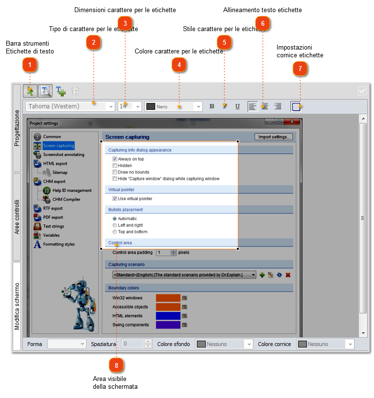 Editor delle schermate