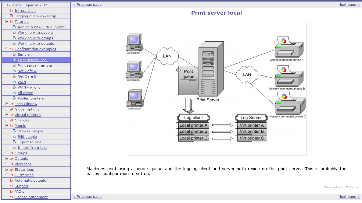 Help file for Printer Squirrel 