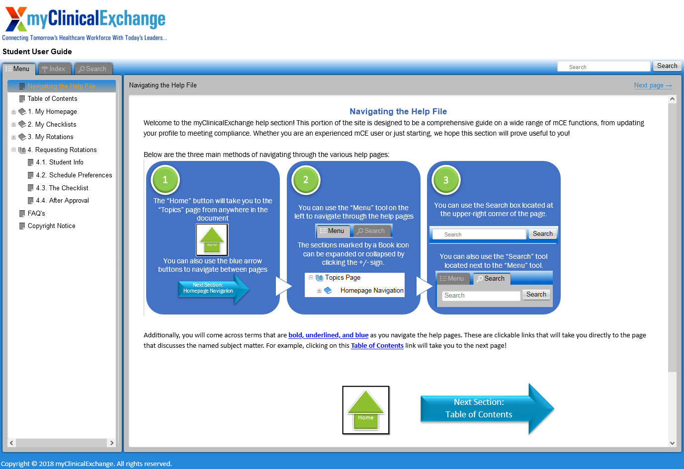 myClinicalExchange developed the help section for the service with Dr.Explain tool