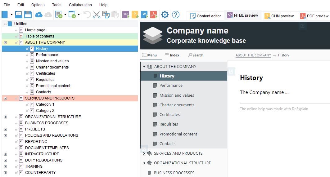 The structure of technical documentation